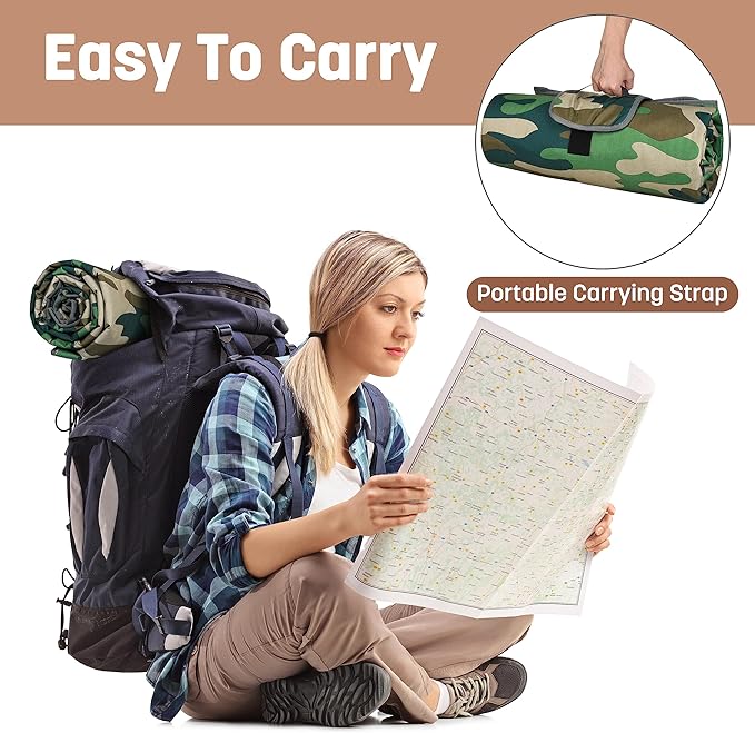 Tirrinia Waterproof Outdoor Blanket with Sherpa Lining Windproof Triple Layers Warm Comfy Foldable for Camping Stadium Beach Picnic Grass Concerts Car Dog 51''X 59'' &amp 59''X 80''