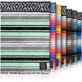 Hydration Nation Authentic Extra Large Mexican Blanket (70x50) - Handwoven Yoga Serape- Artisanal Falsa Beach Camping Picnic Outdoor (Aqua Green)