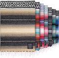 Authentic Large Handwoven Mexican Blanket - Soft Yoga Blankets - Durable Serape - Lightweight Falsa Blanket Beach Camping Picnic Equestrian Saddle Outdoor Blankets 70x50 - Sand