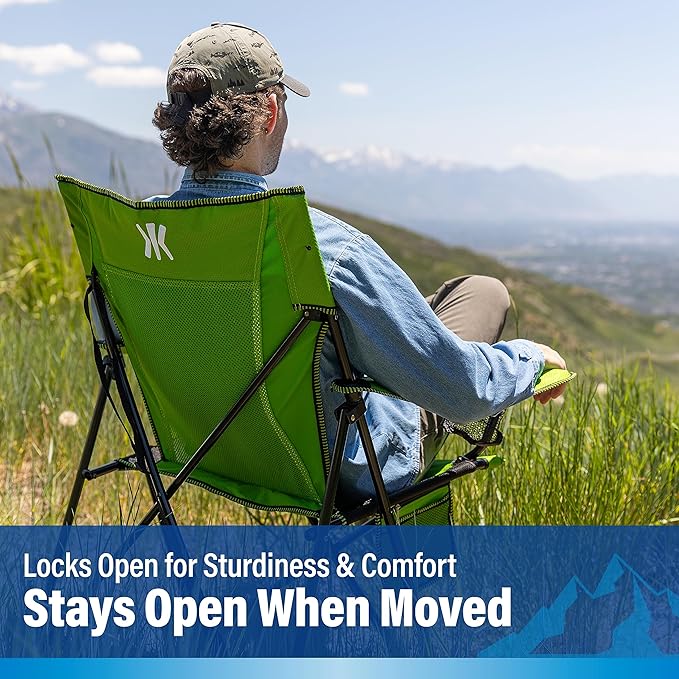 Kijaro Dual Lock Folding Camp Chairs - Versatile for Sports Outdoors &amp Lawns - Locks Positions - Maldives Blue