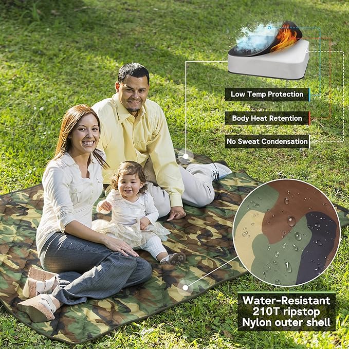 Mirzoyan Woobie Blanket Military Poncho Liner Camo Insulated Camping Woobie Blanket for Outdoor Hiking Survival Hunting