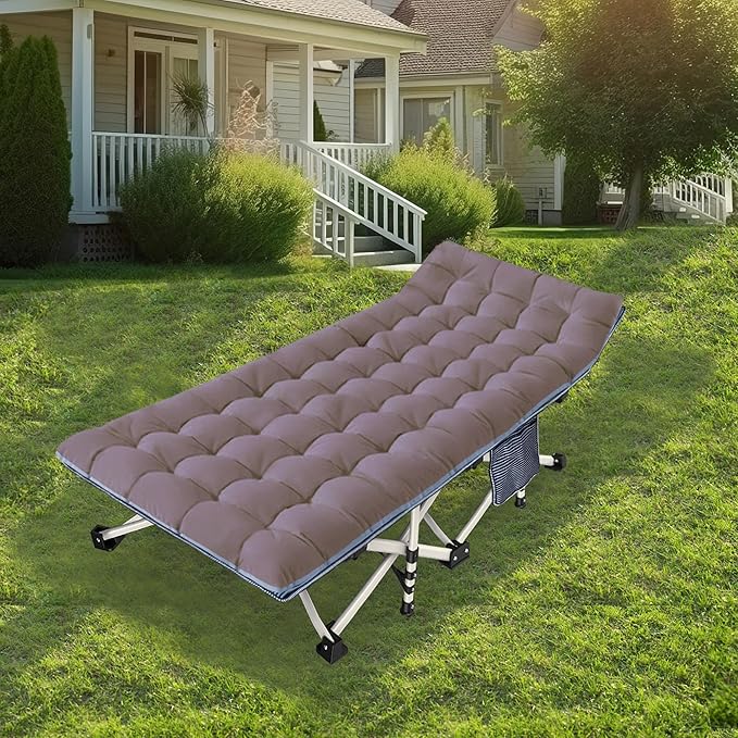 Extra Wide XXL Camping Cot with Comfortable Mattress Cots for Sleeping Folding Cot Camping Bed 79 L x 32 W x 18 H Heavy Duty with Carry Bag Outdoor Indoor