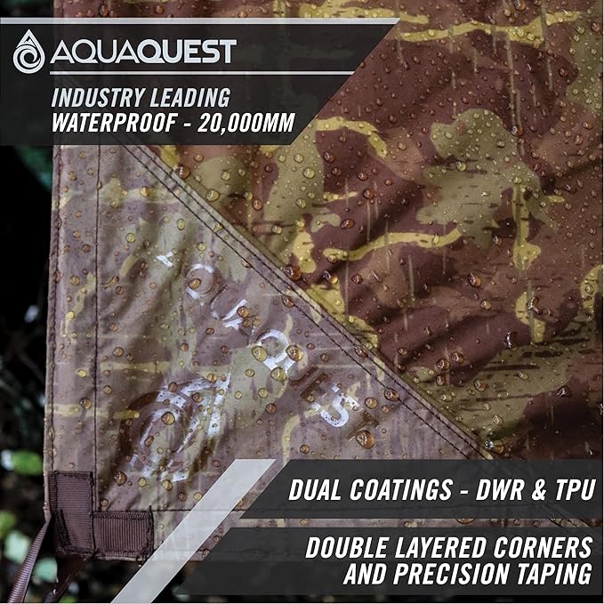 AquaQuest Safari Tarp – Lightweight Waterproof (5000mm) Seam-Taped Ripstop Rain Fly for Backpacking Thru-Hiking &amp Hammock Camping
