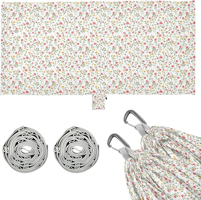 ALAZA Little Rose Flower Floral Camping Hammocks Single or 2 Person 500 lbs Portable Parachute Travel Hammock w/Tree Straps for Hiking Backpacking Indoor Outdoor