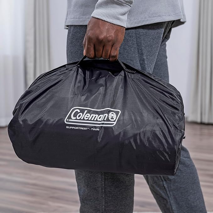 Coleman: SupportRest Plus: 16 Twin Airbed - Handheld A/C Pump Double-High Inflatable Mattress Storage Bag Water-Resistant PVC Indoor-Outdoor