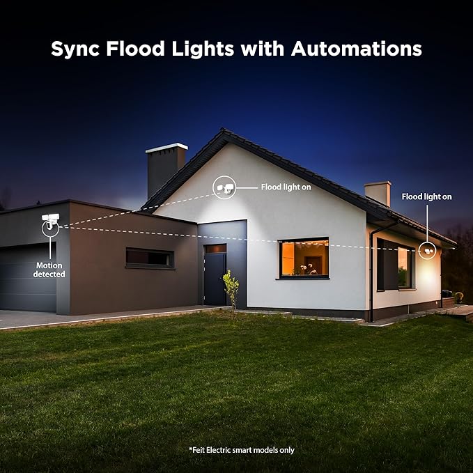 Feit Electric Smart Outdoor Flood Lights with Motion Sensor 28W LED WiFi Security Light with Dusk to Dawn Compatible with Alexa and Hey Google Tunable White 2 Head Hardwired S9DFL/CCT/MOT/WH/AG