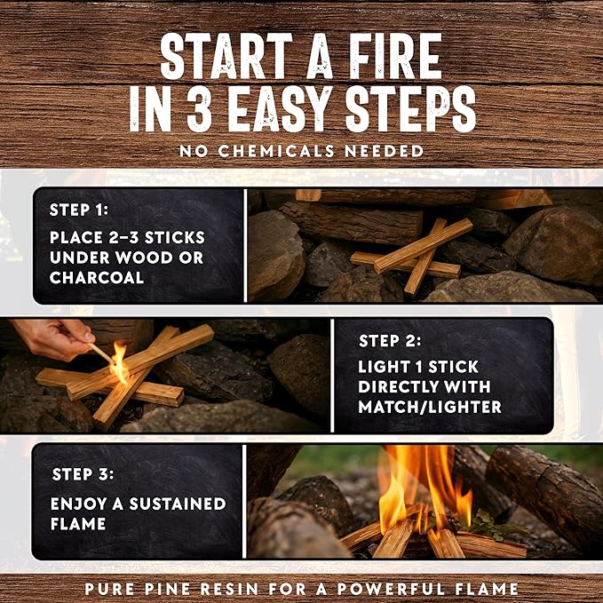 40lb Fatwood Fire Starter Sticks | 100% Natural Fire Starters for Grill Campfire Wood Stoves Bonfires | Easy Firestarter w/Just 2 Sticks in All Weather Conditions by Billy Buckskin (40lb Box)