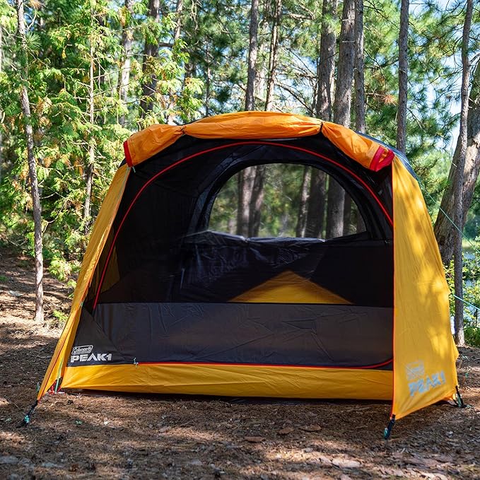 Coleman PEAK1 Premium Waterproof Backpacking Tent with Rainfly &amp Footprint Lightweight Camping Tent Withstands Winds up to 45 MPH 1/2/3/4/6 Person Sizes