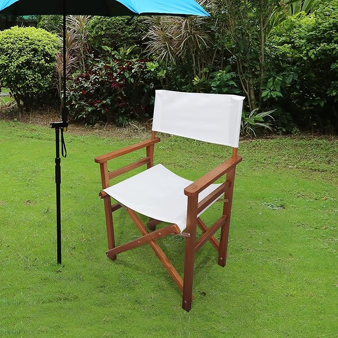 2pcs Wooden Folding Chair - Director Chair for Camping Home Patio - Portable Chair High Foldable Stool for Outdoor Director's Chairs Foldable Makeup Chair for Makeup Artist - populus + Canvas