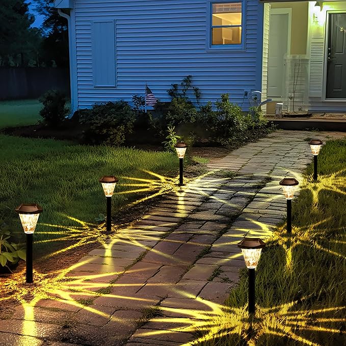 GIGALUMI 10 Pack Solar Lights Outdoor Waterproof Outdoor Solar Lights for Yard Solar Garden Lights Yard Decorations Outdoor for Pathway Patio Garden Driveway Lawn and Landscape(Warm White)