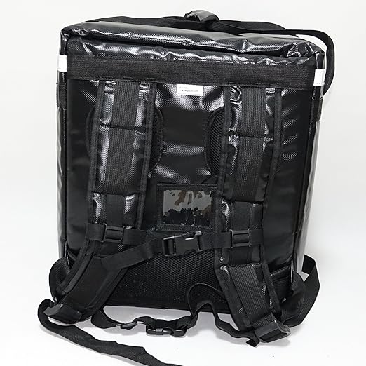 PK-76F: Large Doubledeck Insulated Pizza/Food Delivery Backpack 16x 15x 18 with Divider Cup Holder. Waterproof Thermal Food Take-Out Box Keep Hot/Cold 76Liters (Black)