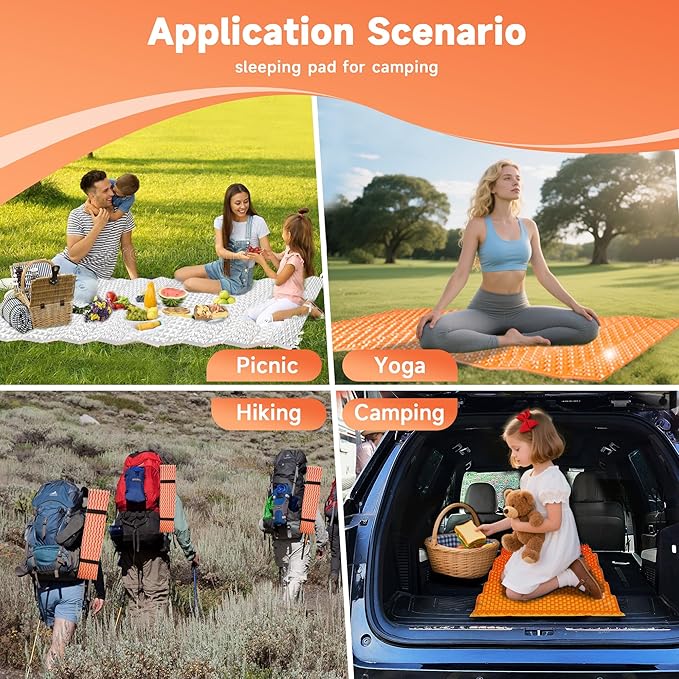 Ultralight Closed Cell Foam Sleeping Pad for HikingMoisture-Proof Folding Sleeping Pad BackpackingSleeping Mat for CampingCar Camping Mats
