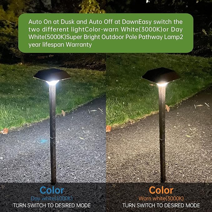 Bobcat Solar Landscape Pathway Lights Super Bright with 2-in-1 Warm White and Daylight Modes Solar Lights Outdoor Waterproof for Outdoor Path Sidewalk Driveway Yard or Walk Way (4 Pack)