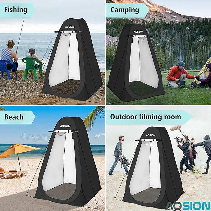 AOSION Privacy Shower TentPop Up Changing TentCamp Bathroom Changing Dressing RoomSun Sunshade Canopy Outdoor Rain Shelter for Camping Hiking Beach Picnic Fishing. (Black)