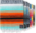 Benevolence LA Authentic Handwoven Mexican Blanket | Yoga Blankets Outdoor Picnic Beach Camping | Equestrian Saddle | Serape 50x70 inches - Bright Mandarin Pack of 1
