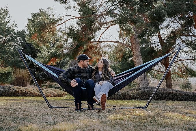 Stansport 30630-50 Double Nylon Hammock - Navy/Light Blue