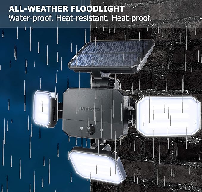 Bionic Floodlight Solar Light Outdoor Waterproof Patio Light Motion Sensor Outdoor Lights w/ Remote Control 3 Heads Wall Lights - Wireless 50% Brighter-108 COB LED For Lawn Garden As Seen On TV