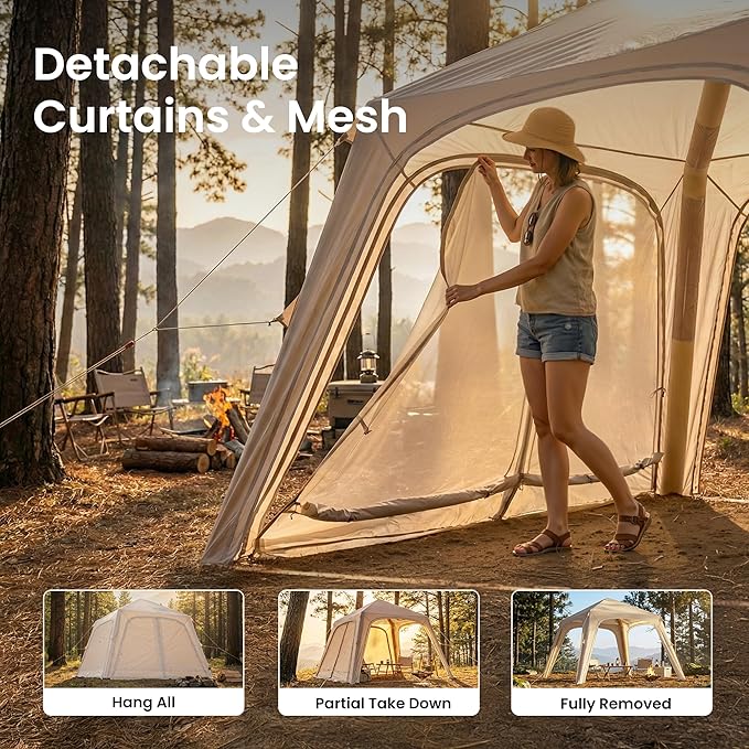 ABORON 2/6/8/10/12 Person Inflatable Camping Tent Easy Setup Blow Up Tent with Hand Pump PU3000mm Waterproof &amp Breathable 4 Season Glamping Tent for Outdoor Camping