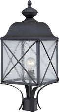 Nuvo Lighting 60/5625 Wingate Post One Light Lantern 100-watt A19 Outdoor Porch and Patio Lighting with Clear Seeded Glass Textured Black