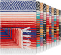 Haull 10 Pcs Large Mexican Blankets Bulk 51 x 71 Mexican Serape Blankets Yoga Authentic Throw Colorful Striped Falsa with Fringed for Outdoor Car Travel Camping Beach Picnic Patio Mat Towel
