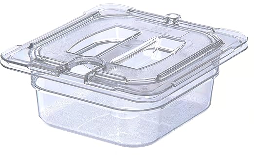 Carlisle FoodService Products Storplus 1/4 Size Notched Universal Food Pan Lid with Molded Handle for Catering Buffets and Restaurants Polycarbonate Clear (Pack of 6)