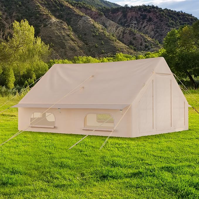 GarveeHome Inflatable Tents for Camping Large Blow Up Tent with Hand Pump Easy Setup InflatableTent 4 Season Tent Waterproof Oxford Fabric Glamping Tents for Camping Adult 2-8 Person