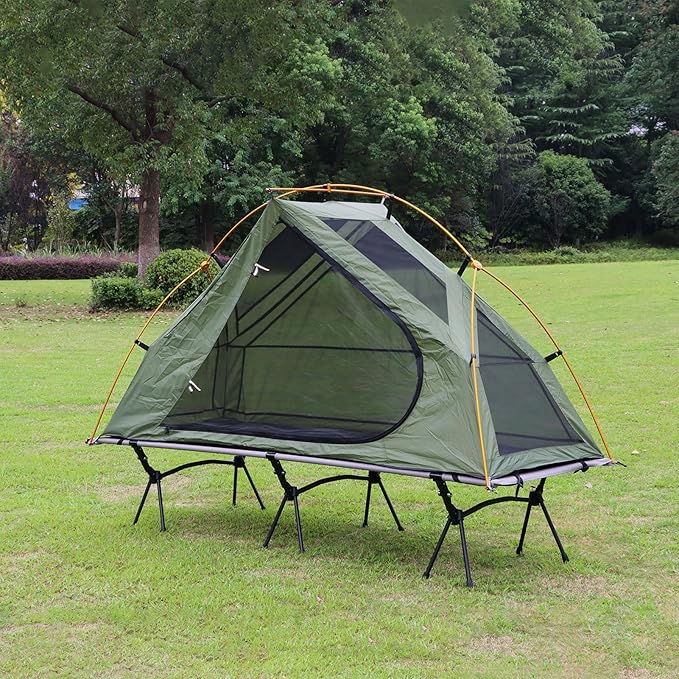 4-in-1 Camping Cot Tent Foldable Elevated Tent Set for 1 Person to Use Elevated Camping Bed Tent for Outdoor Hiking Camping