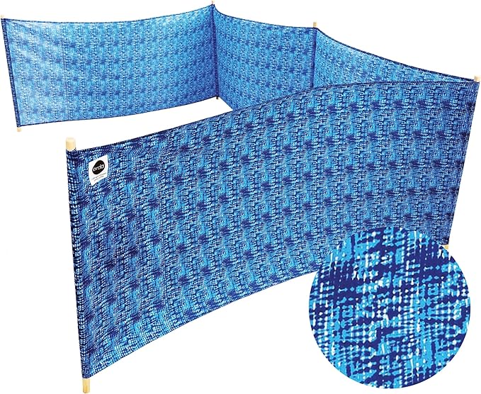 erda Tide Dye Pro Beach Recycled Polyester Rip-Stop 20 ft Lightweight Windscreen Privacy Screen Wind Blocker Free Matching Shoulder Bag (New Mahogany Wood Poles)
