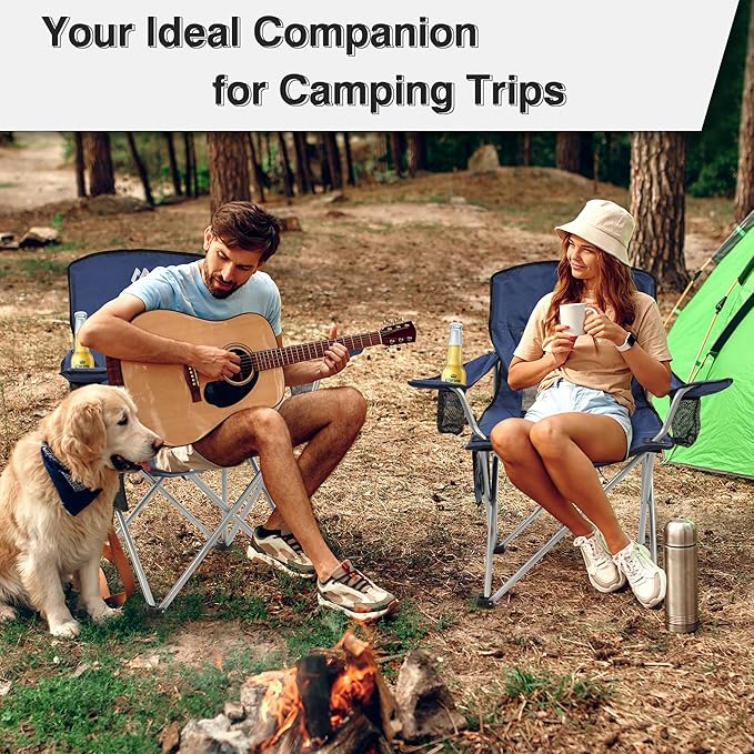 Elevon Camping Chair Portable Folding Outdoor Chair with Arms Cup Holder and Carry Bag