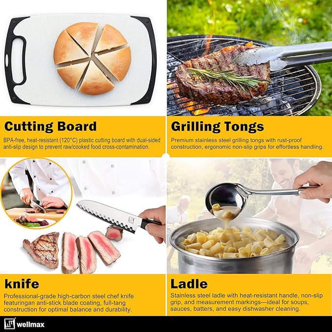 Wellmax 10-Piece Stainless Steel Camping Cooking Set – Compact All-in-One Cookware Kit with Utensils &amp Travel Bag for Campers Hikers Outdoor Adventures Purple Camo Color