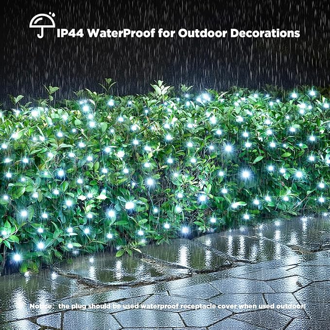 Led Net Lights Christmas Lights Outdoor 200Leds 9ft x 6ft Upgraded White Christmas Net Lighting Waterproof 5mm LED Wide Angle Outdoor Indoor Mesh Net Light for Trees Bushes Shrubs Decorations