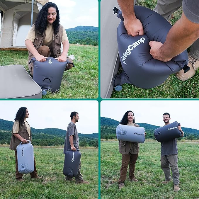 KingCamp Air Pump Sack Roll Top Compression Pump Bag Ultralight Pump Sack Multi-Use Waterproof Outdoor Dry Bag Storage Bag for Inflation Sleeping Pad Mattress &amp Camping Mat