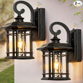 VIANIS Exterior Lighting Fixtures Dusk to Dawn 2 Pack Outdoor Light Fixture Oil Rubbed Bronze Porch Lights with Seed Tempered Glass Outside Lights for House Garage Doorway Patio