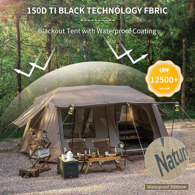 Naturehike Village Instant Tent 4 Person 8 Person Camping Tent with Full Rainfly Waterproof Large Cabin Tents for Car Camping