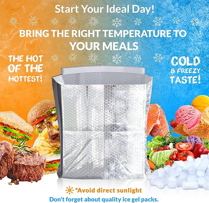 ABC PACK &amp SUPPLY 50 Pack Silver Foil Insulated Box Liners 10 x 10 x 10 inches. Shipping Boxes for Frozen Food Odorless Insulated Containers. Bulk of Leakproof Cold Boxes for Frozen Fish Meat