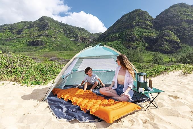 Intex 64098EP TruAire Inflatable Camping Pad: Durable Outdoor Use - Ultra-Lightweight and Compact - Cushioned Surface - Built-in Pillow - 28 x 75