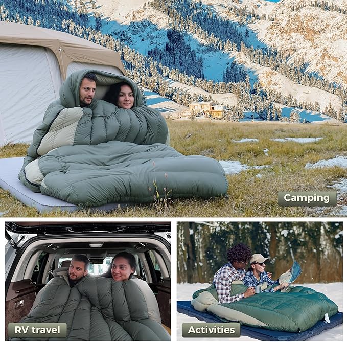 ATEPA Down Sleeping Bag 700FP 15°F 20°F 23°F 30°F Mummy Cold Weather Wide XL Sleeping Bags for Adults with Compression Sack for Camping Backpacking Hiking