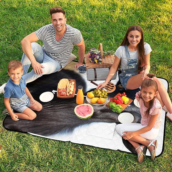 Zipper Cute Black Goat Animal Style Picnic Mat Suitable for Travel Camping Park Or Home Use