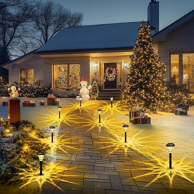GIGALUMI 10 Pack Solar Lights Outdoor Waterproof Outdoor Solar Lights for Yard Solar Garden Lights Yard Decorations Outdoor for Pathway Patio Garden Driveway Lawn and Landscape(Warm White)