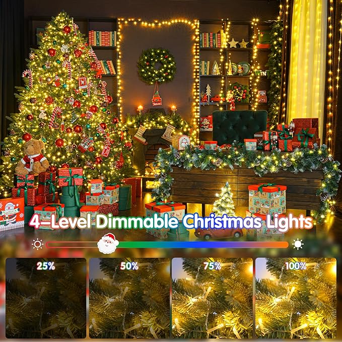 Heceltt 403FT 1000 LED Christmas Lights Outdoor Color Changing String Lights with 11 Modes and Timer Memory Function for Xmas Tree Wedding Party Holiday Decor (Warm White to Multicolor)