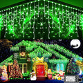 KNONEW Christmas Lights Outdoor Decorations 400 LED 33ft 8 Modes Curtain Fairy String Light with 75 Drops Clear Wire LED String Light Indoor Decor for Wedding
