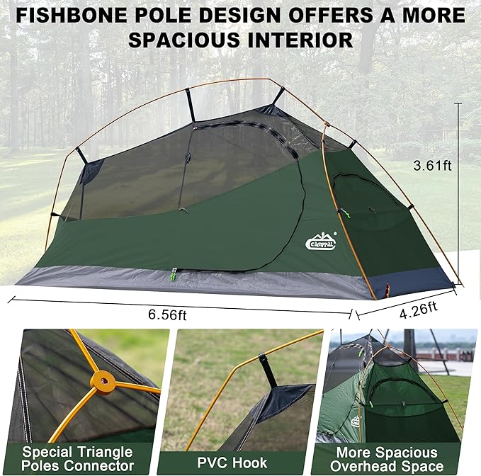 1 Person Backpacking Tent Waterproof Windproof Single Person Tent Lighweight Compact One Person Tent for Camping Hiking