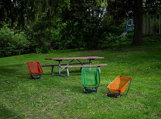 Ultralight Backpacking Chair Aluminium Alloy Legless Ground Chair Foldable Camping Chair for Adult Hiking Camping Picnic Fishing RV Balcony Paddleboard Beach Indoor (Orange)
