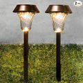 2 Pack Super Size 6 Diameter Bronze Solar Path Light with Large Solar Panel Glass Lens Metal Ground Stake and Extra-Bright LED for Garden Lawn Patio Walkway Driveway