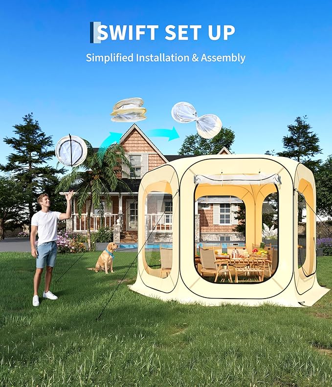 Instant Outdoor Clear Bubble Tent 3-4 Person Portable Screen House Room Pop Up Bubble Tent All Weather Sport Tents Instant Rainproof Camping Sun Shelter Coldproof for Sports Events Patio Fishing