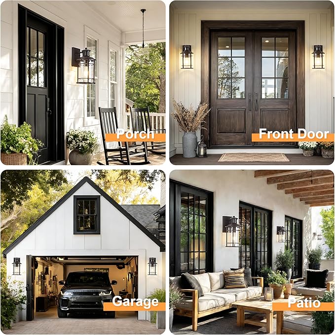 OKELI Motion Sensor Outdoor Wall Lights-Dusk to Dawn Porch LightBrown Outdoor Lights Fixture3 Lighting Modes Waterproof Anti-Rust Outdoor Lights for House Porch Garage (2 Pack