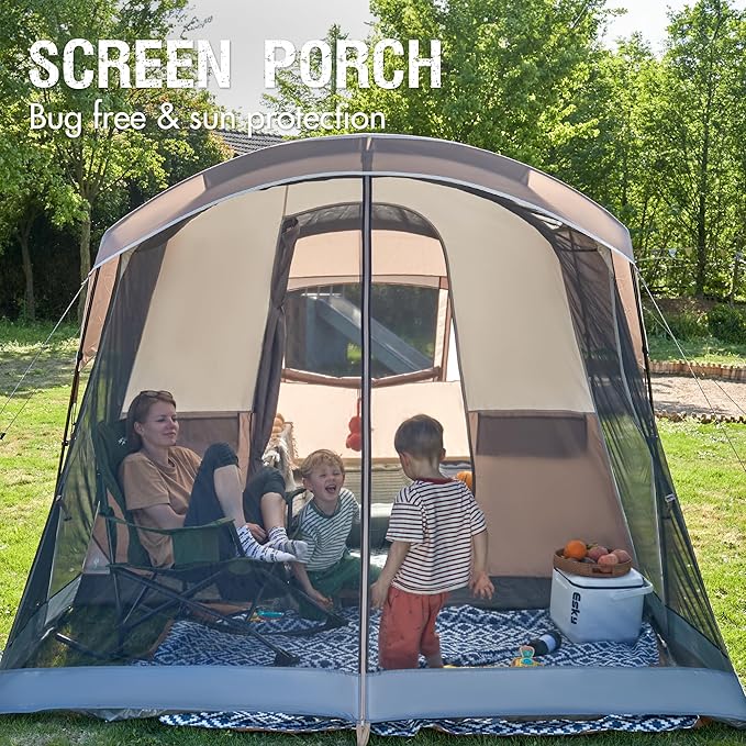 PORTAL 6/8/10 Person Family Camping Tent with Screen Room Water Resistant Big Tunnel Tents with Rainfly Large Family Tent for Camping Outdoor Patio
