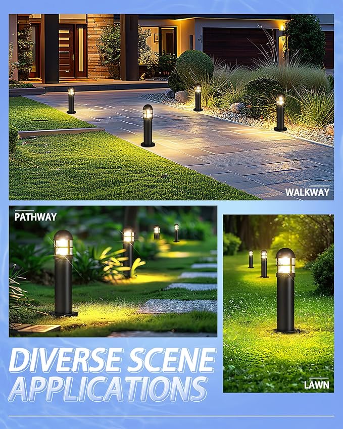 6 Pack LED Low Voltage Landscape Lights 200LM 12V IP67 Waterproof Holiday Pathway Lighting for Patio Sidewalk Driveway Cast-Aluminum 2700K Warm White
