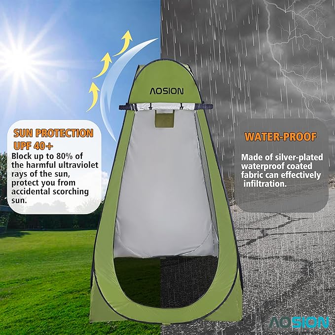 AOSION Privacy Shower TentPop Up Changing TentCamp Bathroom Changing Dressing RoomSun Sunshade Canopy Outdoor Rain Shelter for Camping Hiking Beach Picnic Fishing. (Green)