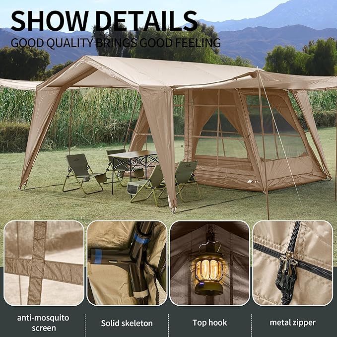 16.4x11.5 Ft Screen House Tent Large Gazebo Screen Tent Mesh Canopy Shelter with Waterproof &amp Sunshade Roof Easy Setup for Camping Backyard Beach